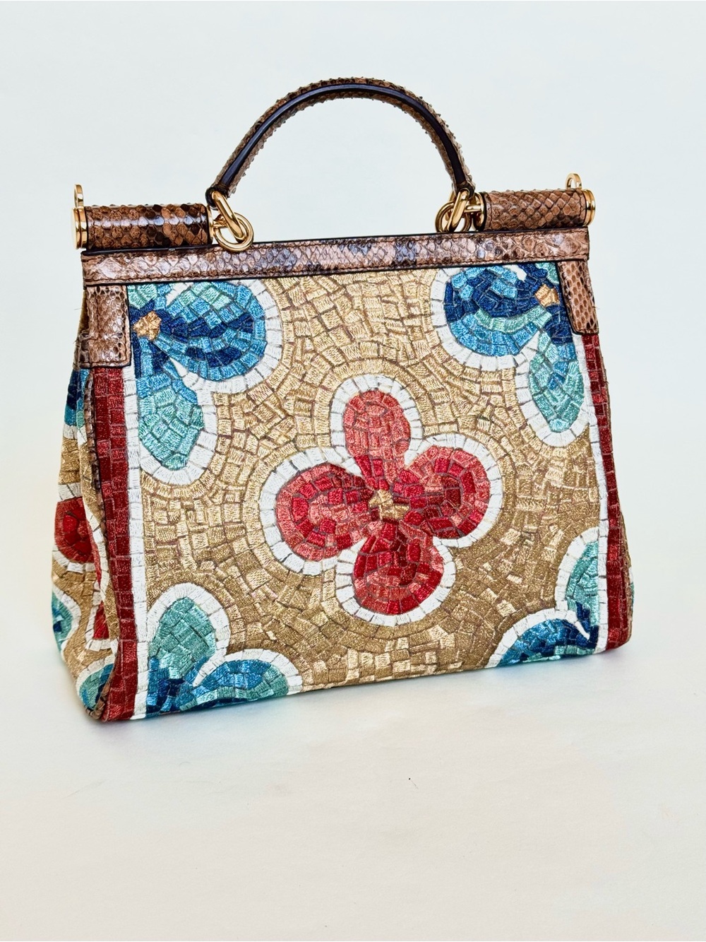 Dolce & Gabbana Opulently Embroidered Miss Sicily Bag with Python and Crystals - Picture 4 of 14